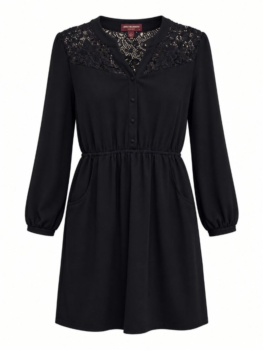 Women's Johnston & Murphy Navy Lace Yoke Long Sleeve Dress Size S